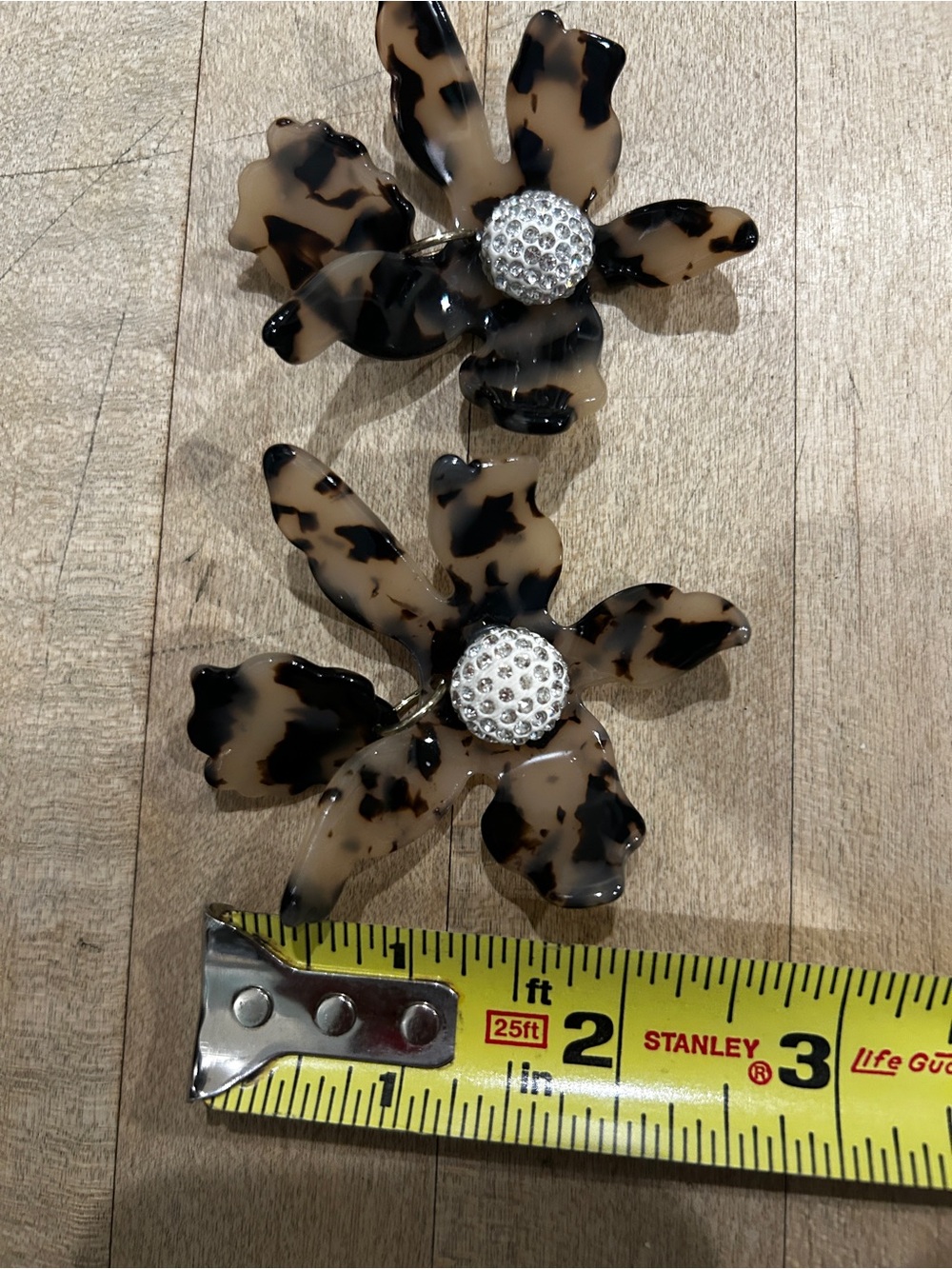 Acrylic Tortoise Pierced Drop Earrings View 3